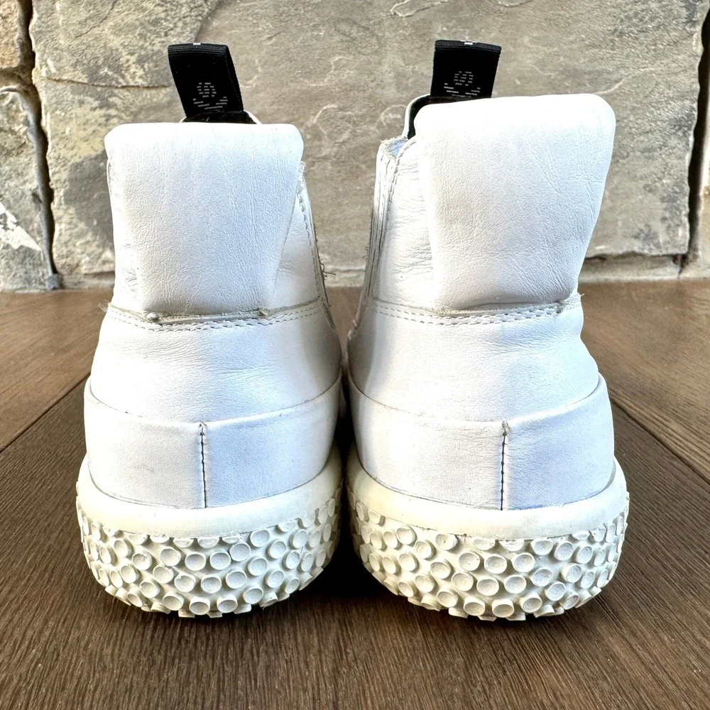 OXS‎ Womens Woobie High Top Leather Sneakers 7 White Made in Italy Streetwear